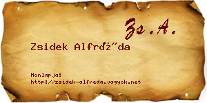 Zsidek Alfréda névjegykártya